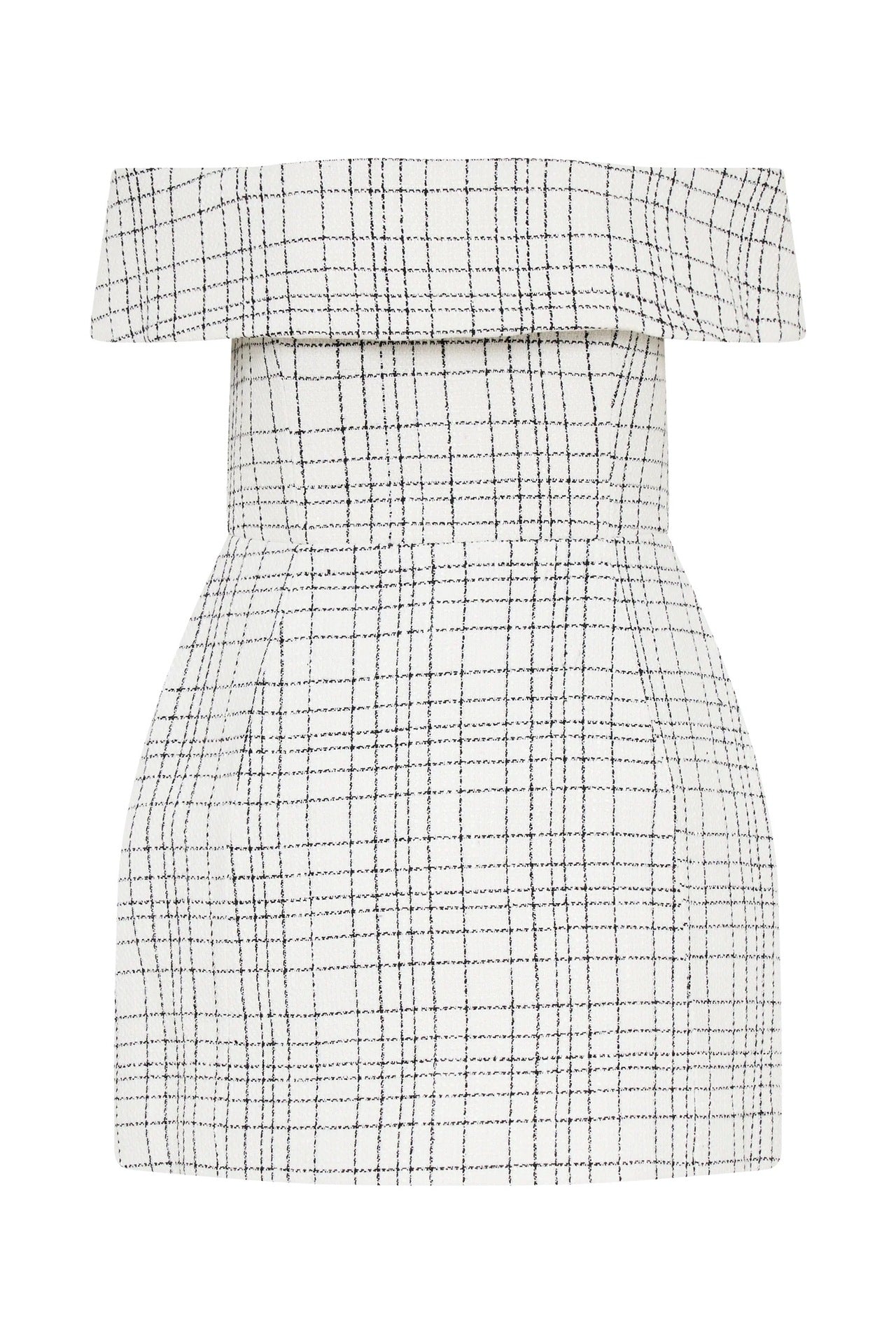 tight plaid A-line one-shoulder dress