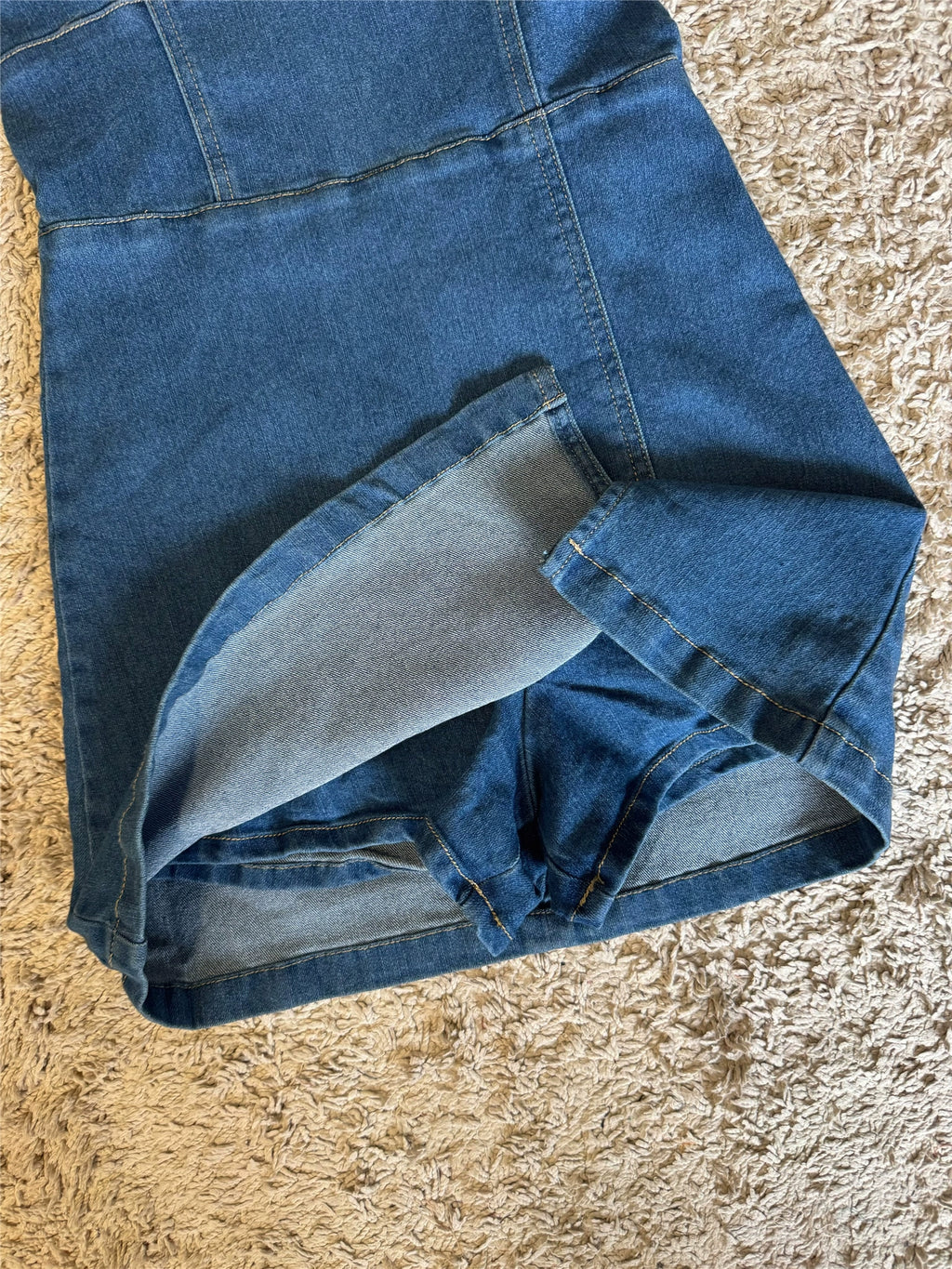 bow lace-up cotton denim dress