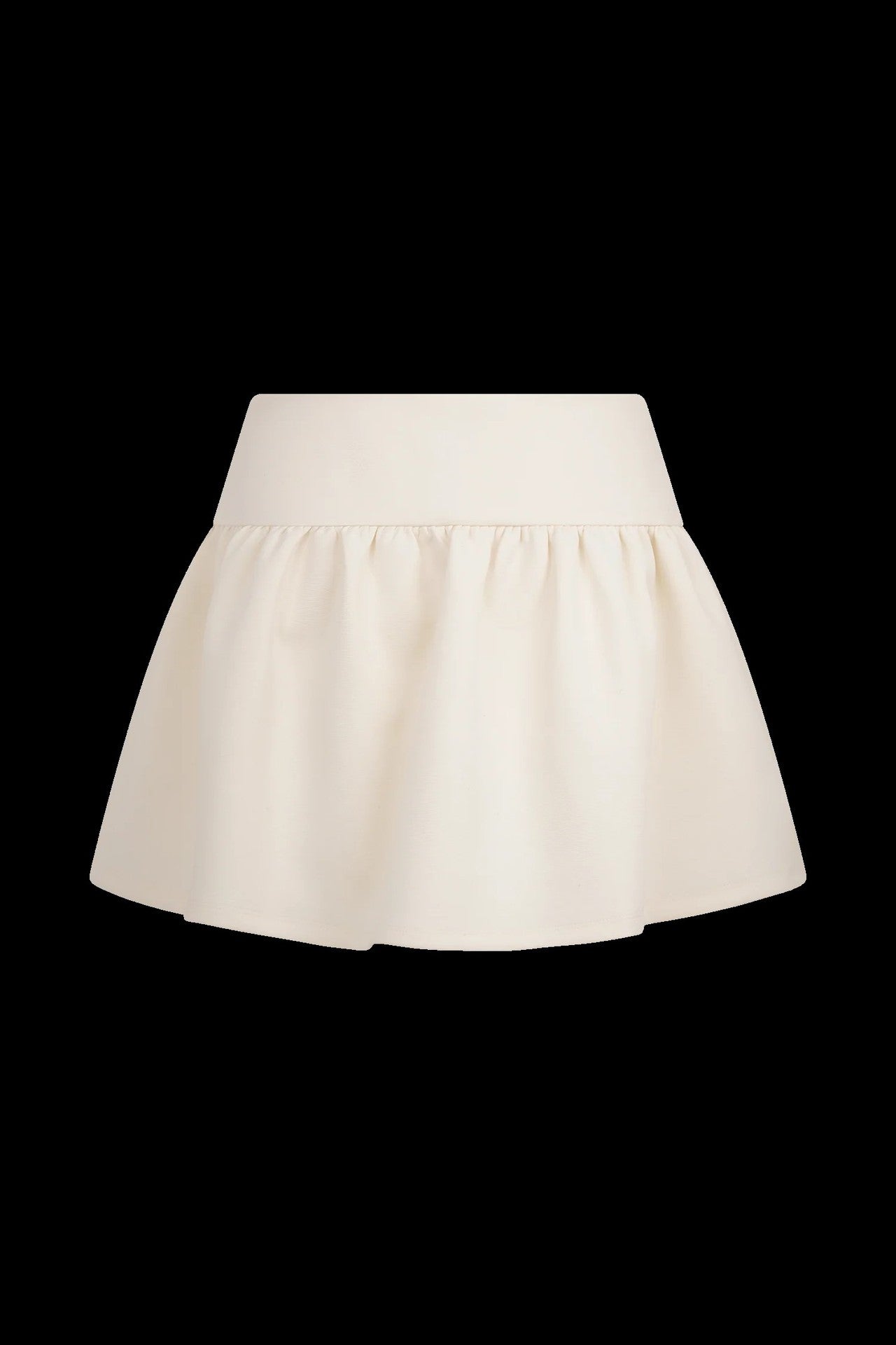 Ruffled strapless knit mini skirt