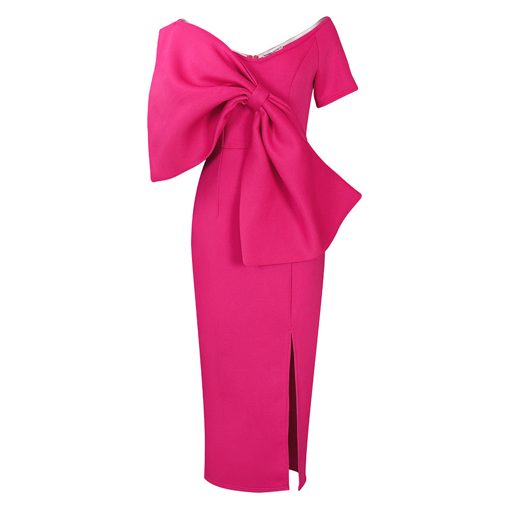 Dress With A Large Bow Slit