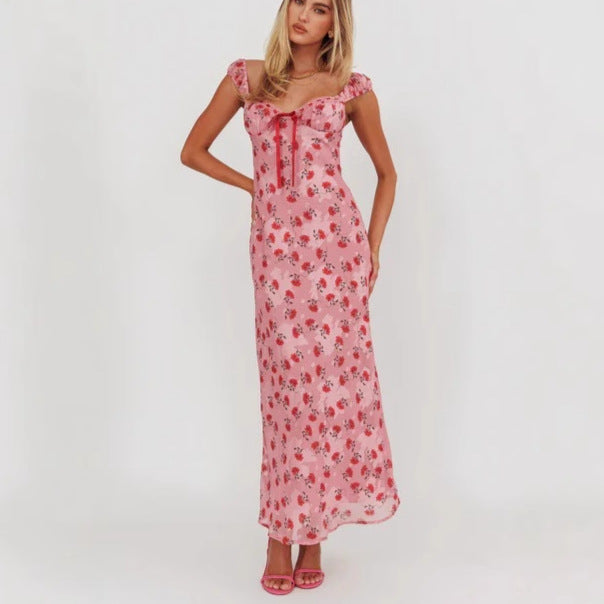 eudora Floral print maxi dress in pink