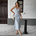 Floral print halter bodycon maxi dress