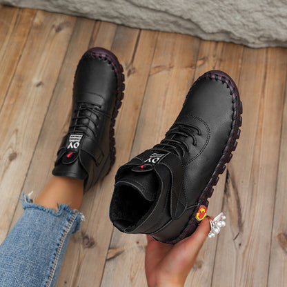 Hand-stitched velvet warm high-top shoes