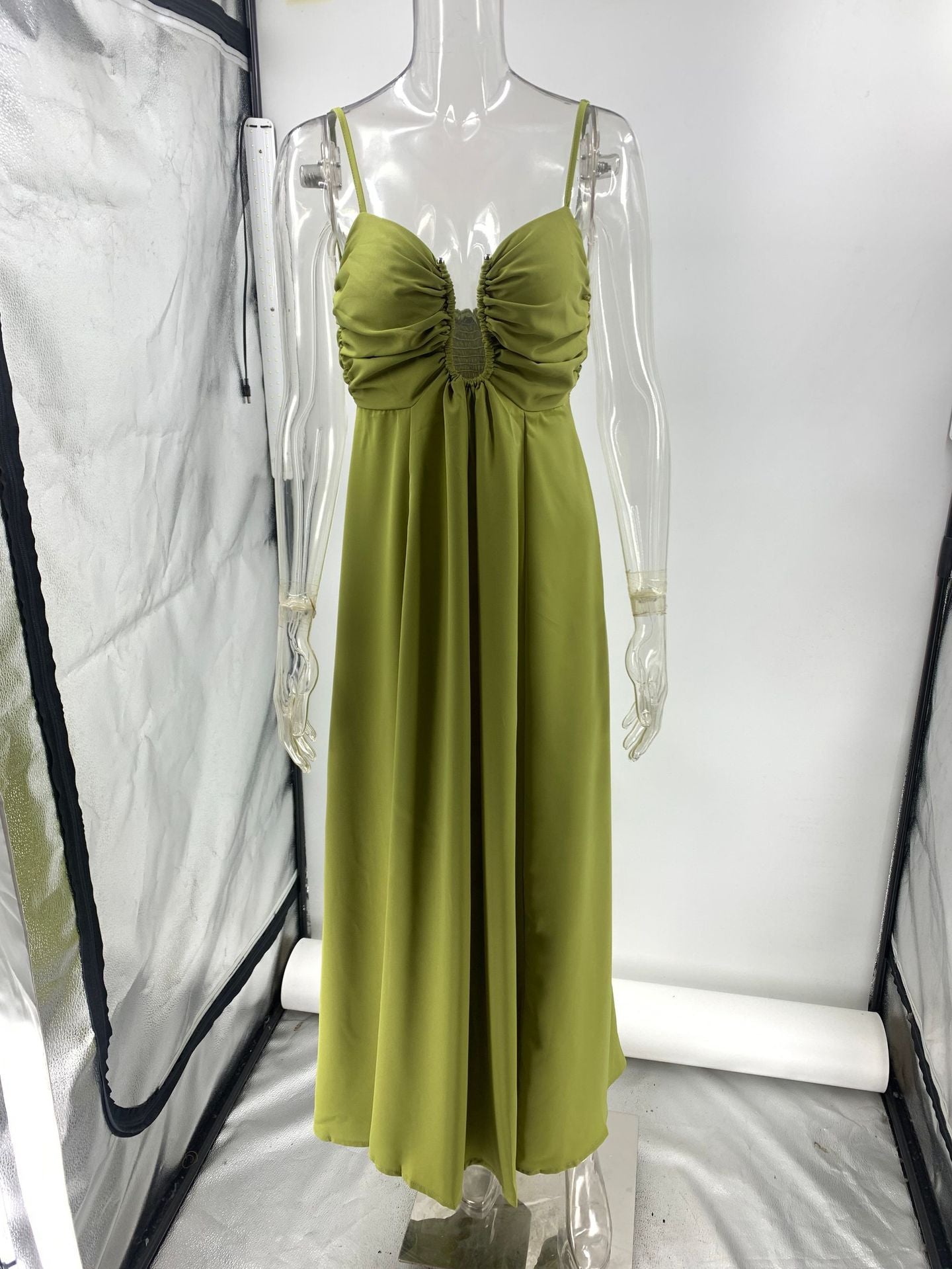 vicky green Spaghetti strap U-shaped maxi dress