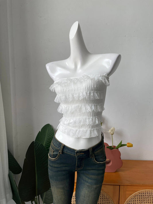 white lace bandeau top