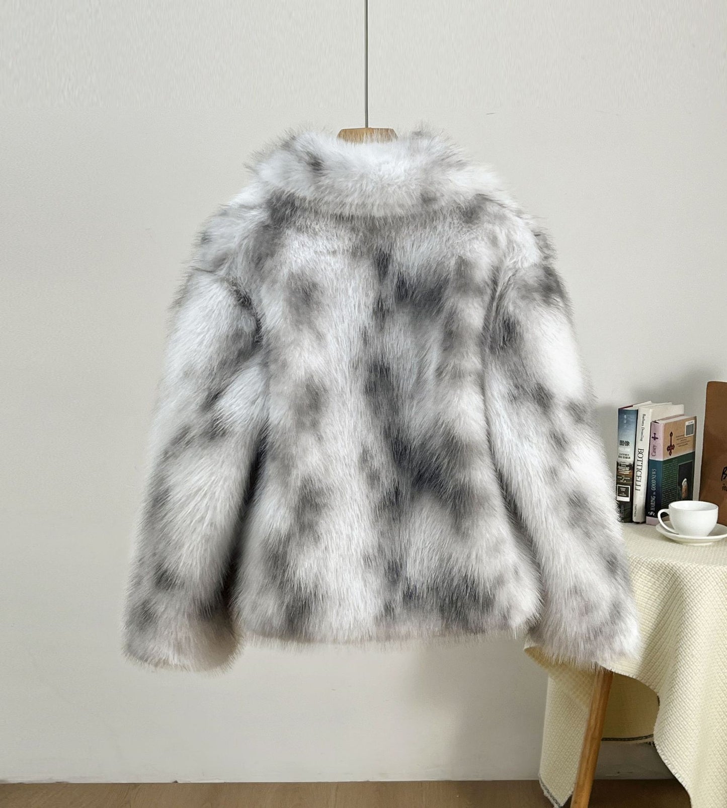 imitation fur large lapel tops wool loose