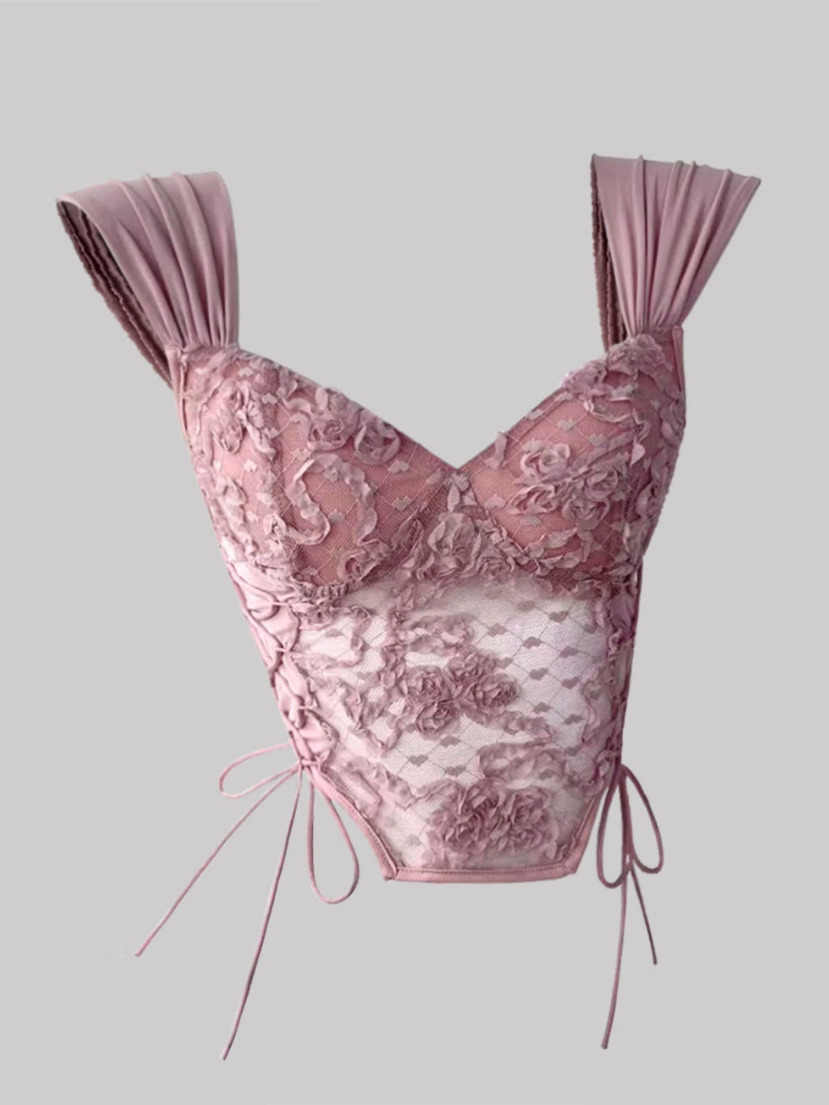 floral strappy mesh vest bandeau short top