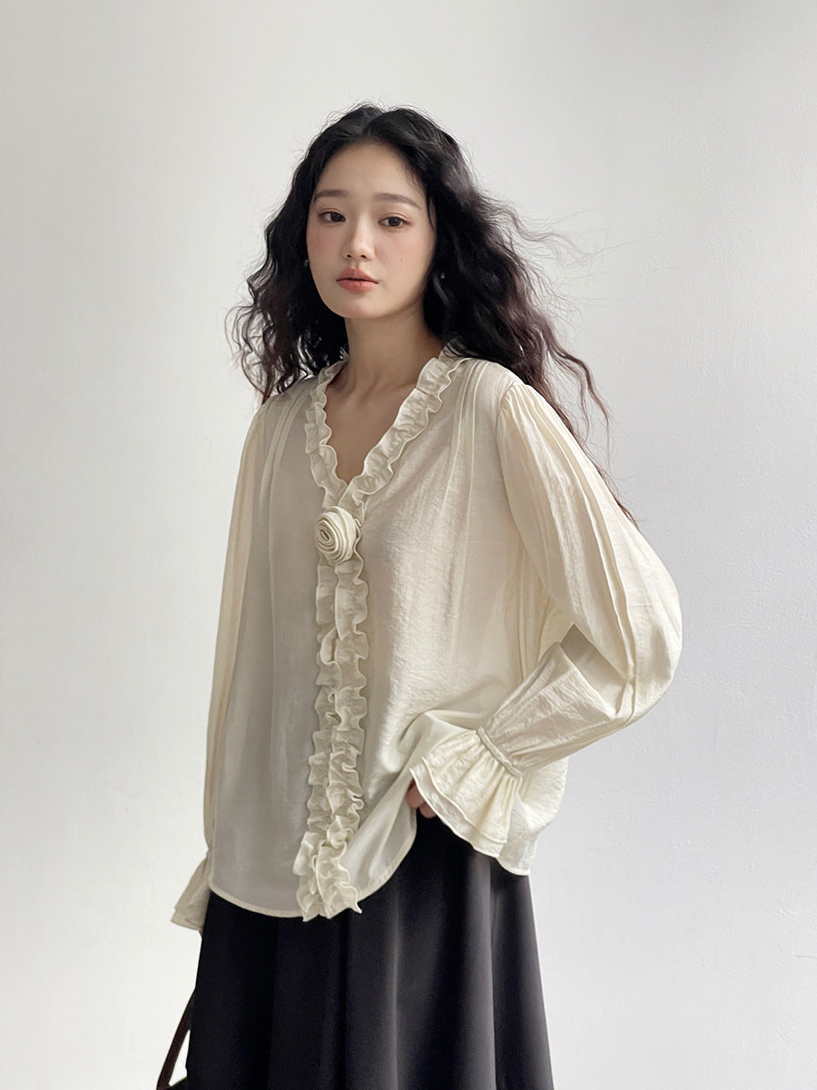 poppy ruffle lantern sleeve shirt