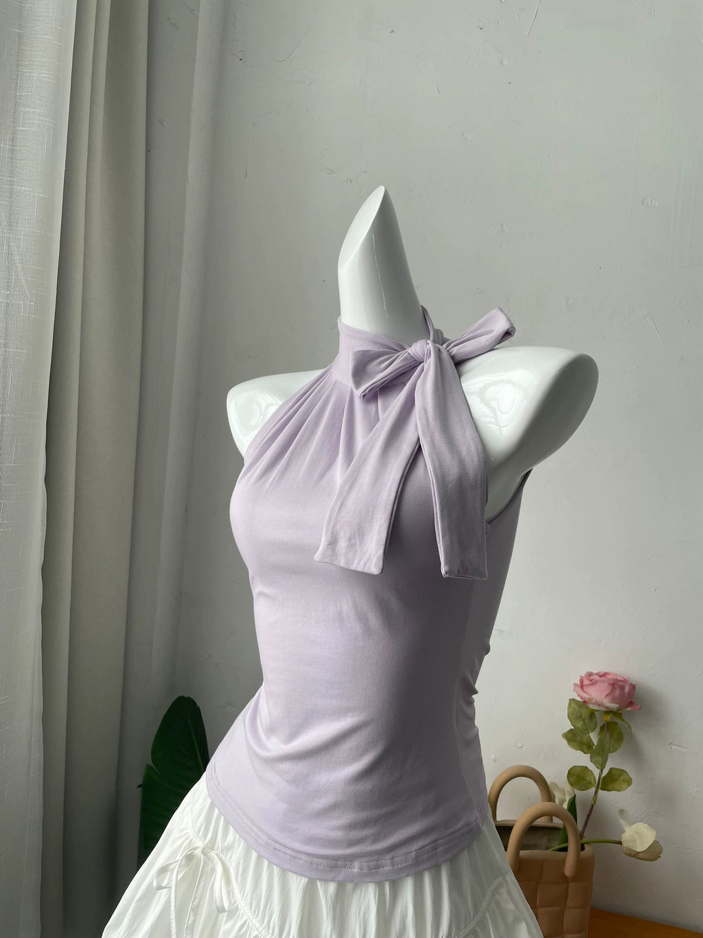 Bow Vest Pleated Top