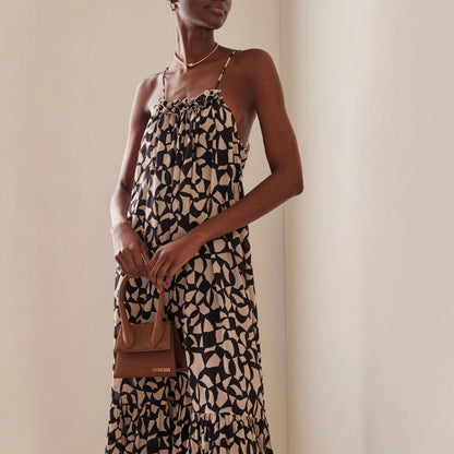 floral Printed backless slip maxi dress