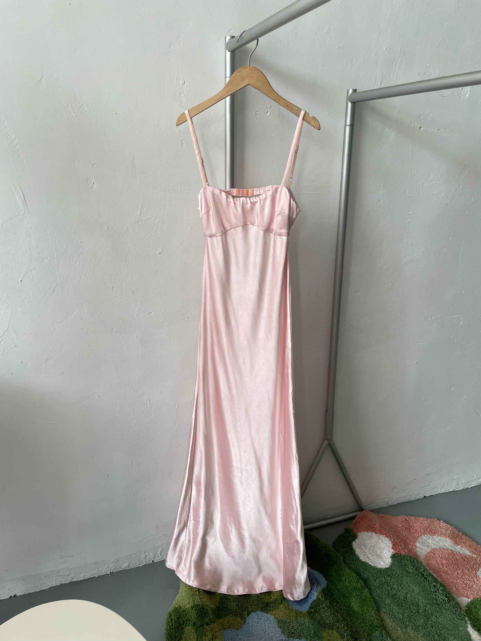 pink backless maxi dress