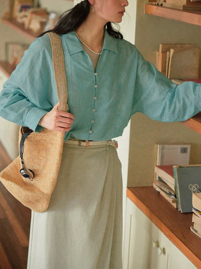 French striped thin sun protection shirt