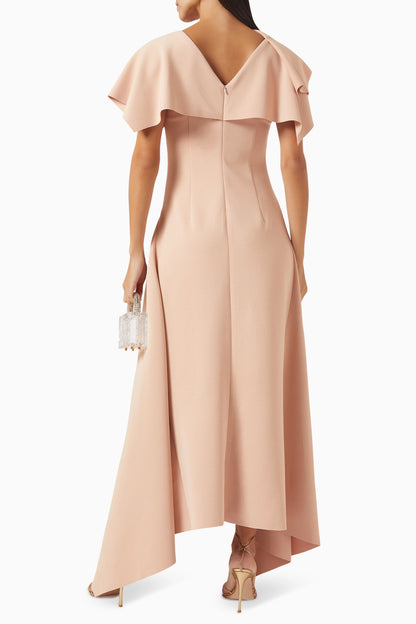 apricot blocking slit waist dress