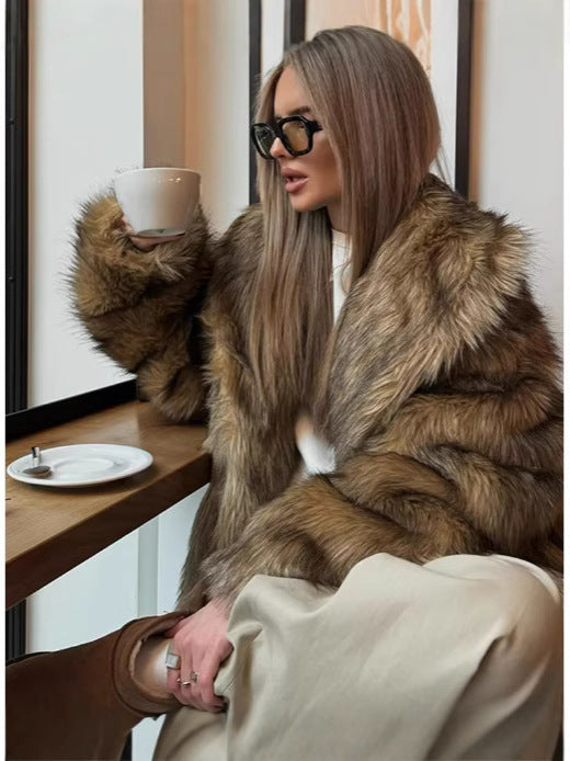 lapel imitation fur jackets