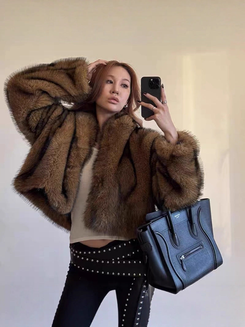 fur imitation short thickened coat