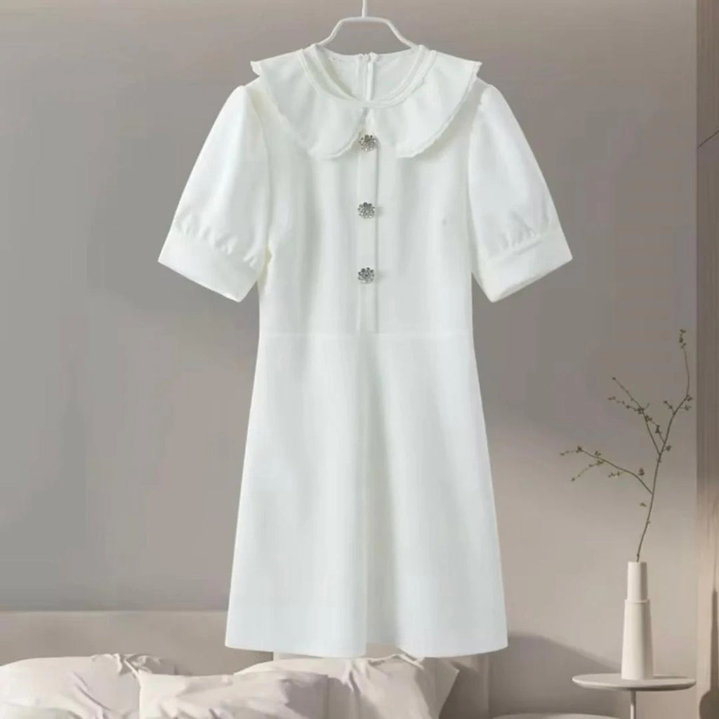 jamie white short-sleeved mini dress