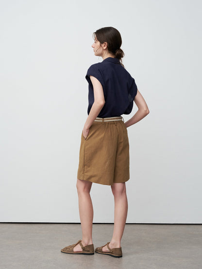 Tencel ramie bow tie sleeveless shirt