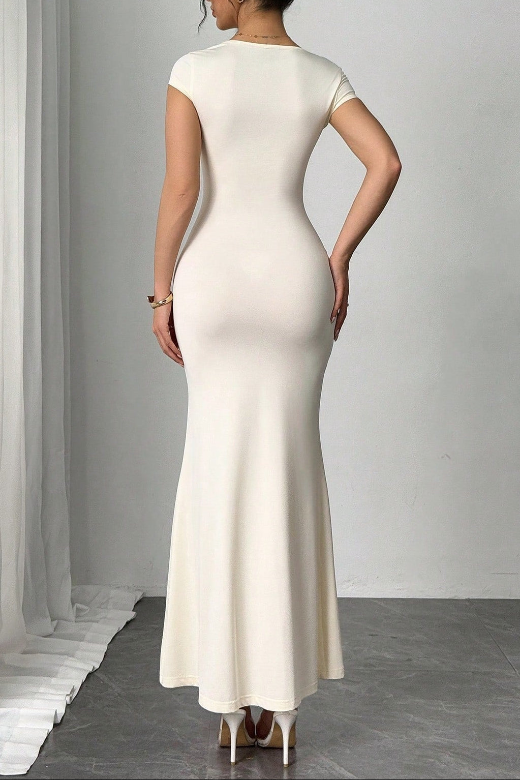 arlene white V-neck maxi dress