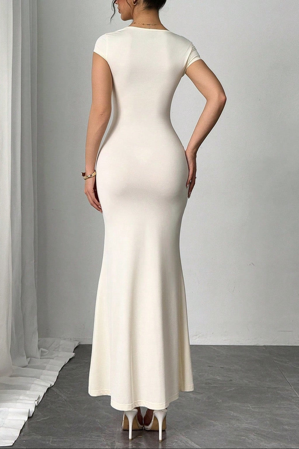 olivia white V-neck maxi dress