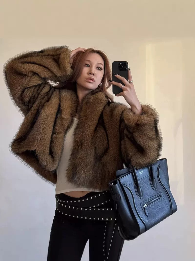 fur imitation short thickened coat