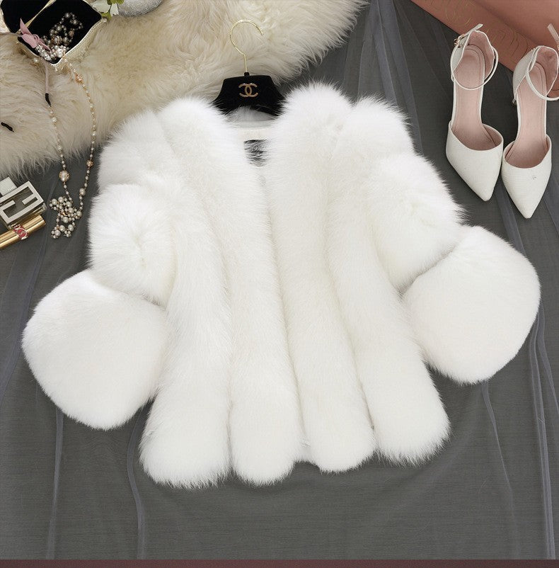 long-sleeved thickened imitation fur coat
