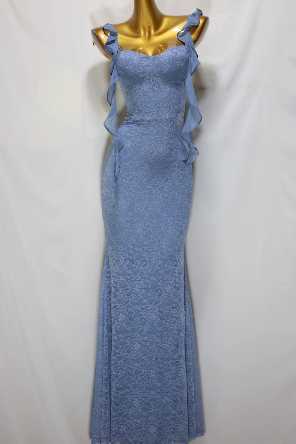 blue suspenders maxi dress