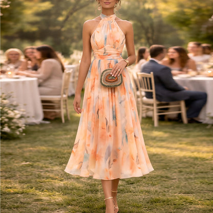 floral print Halterneck maxi Dress