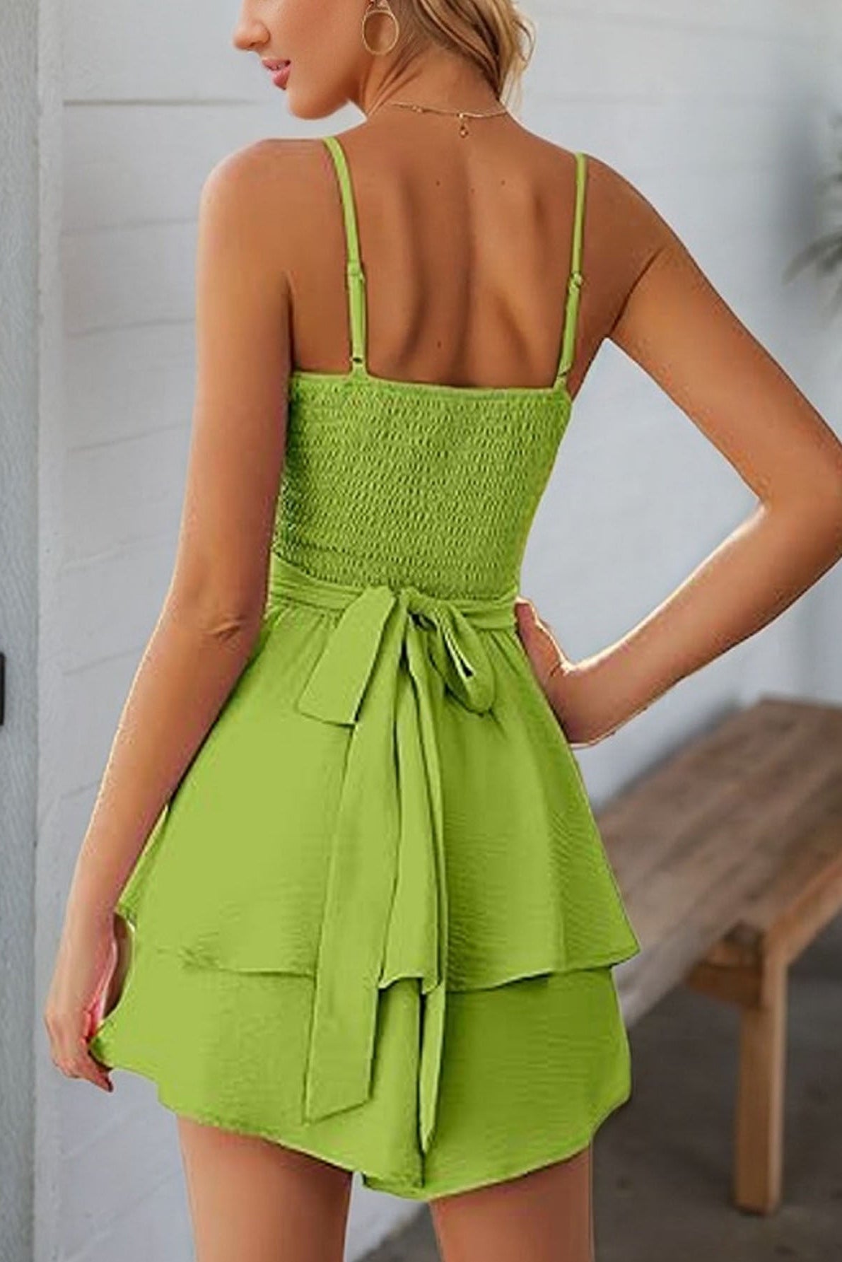 gail green slip mini dress