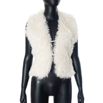 wool faux fur vest shawl