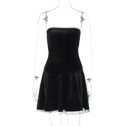 Suede Collage Ruffled Wraparound Pleated Skirt