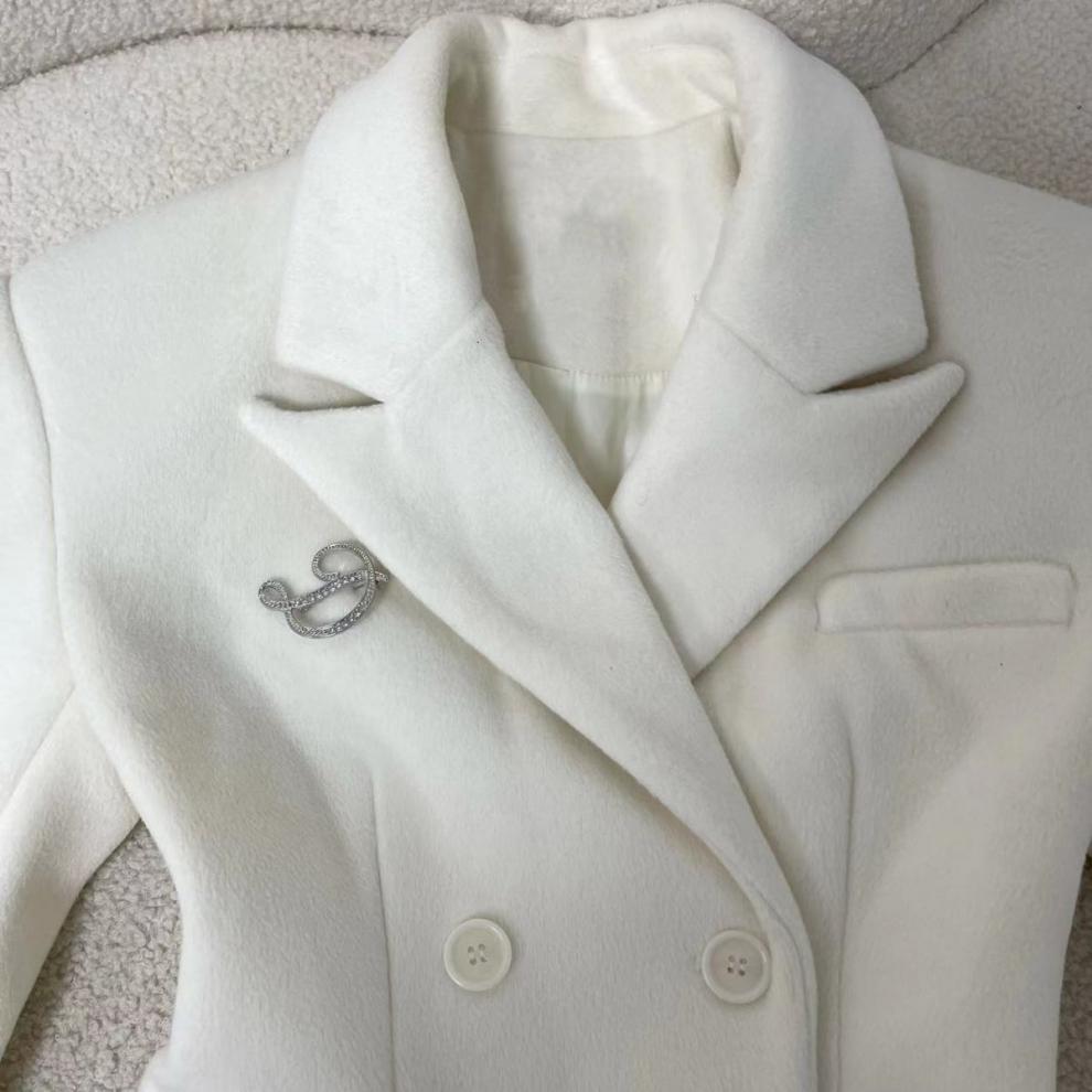 Ivory Slim faux fur mid-length woolen coat