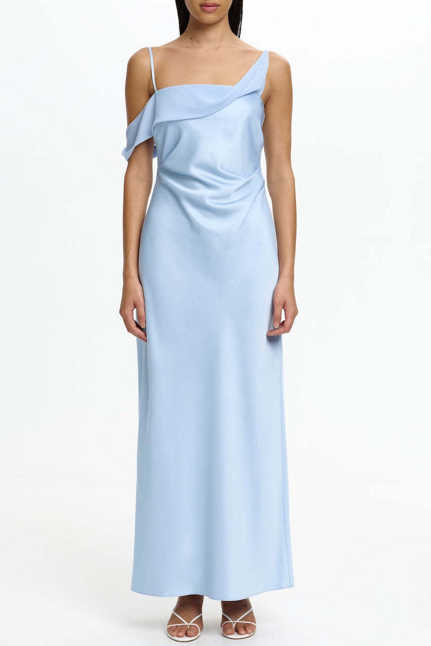 blue Satin Fashion Sexy Slim Slip Dress
