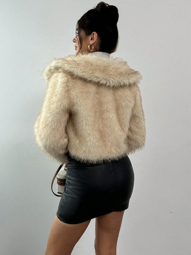 imitation fox fur long sleeve short jackets