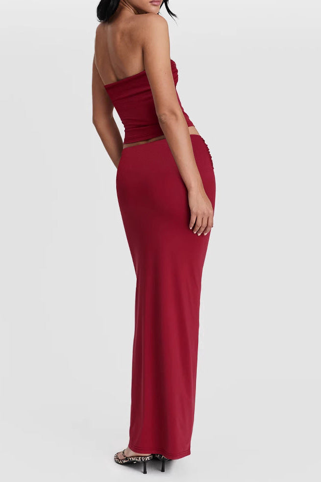 alison red Strapless two-piece set