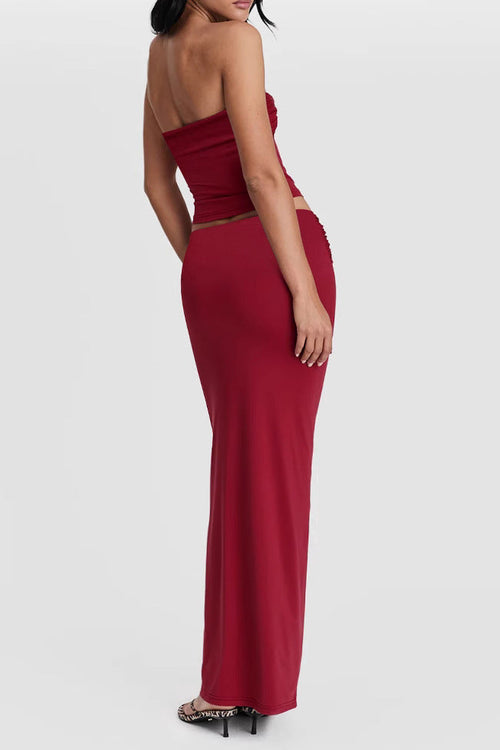 alison red Strapless two-piece set