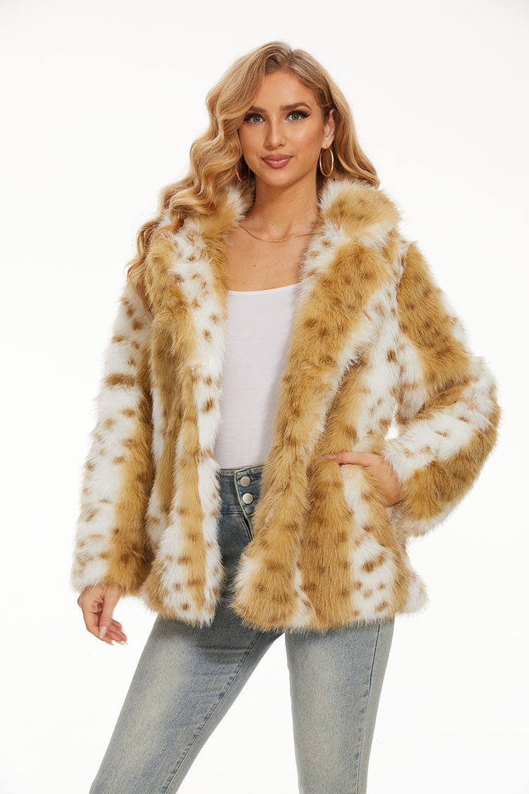 Imitation Leopard Print Fur Women's Coat