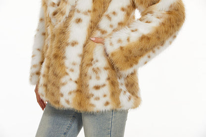 Imitation Leopard Print Fur Women's Coat