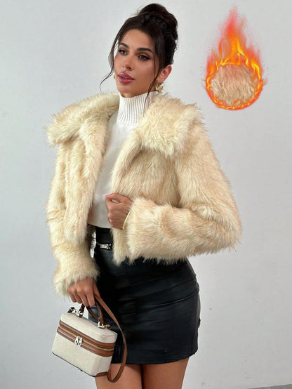 imitation fox fur long sleeve short jackets