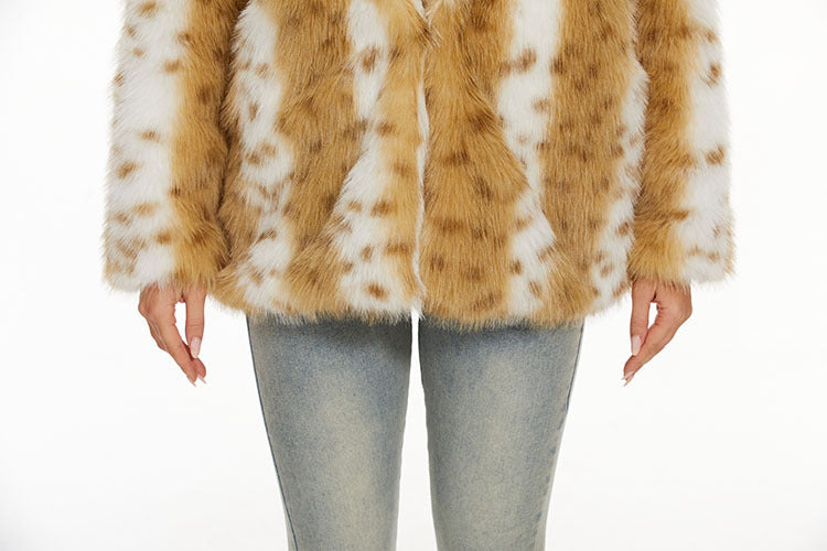 Imitation Leopard Print Fur Women's Coat