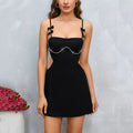 black Butterfly-cut cutout strapless dress
