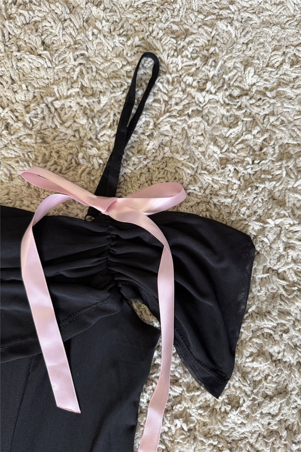 bow ribbon off-the-shoulder camisole mini dress