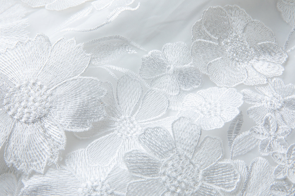 georgia 3d Floral Lace mini Dress in white