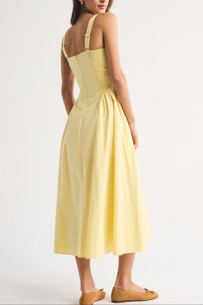 yellow slim large pendulum slip dress