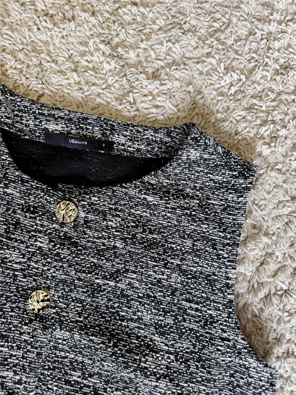 mixed silver thread fine glitter gold button vest hip-hugging skirt