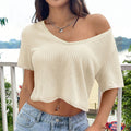 moira cream V-neck cropped top