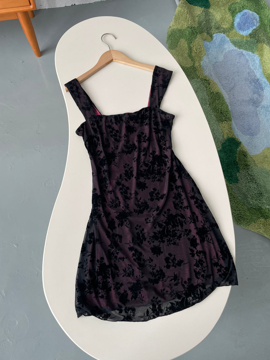 black floral lace mini dress