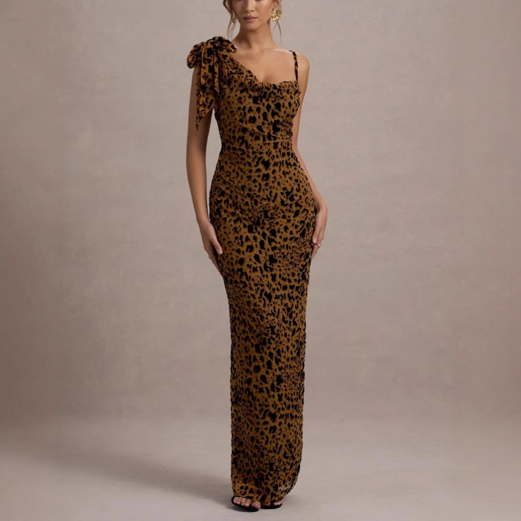 Leopard print halter bodycon skirt