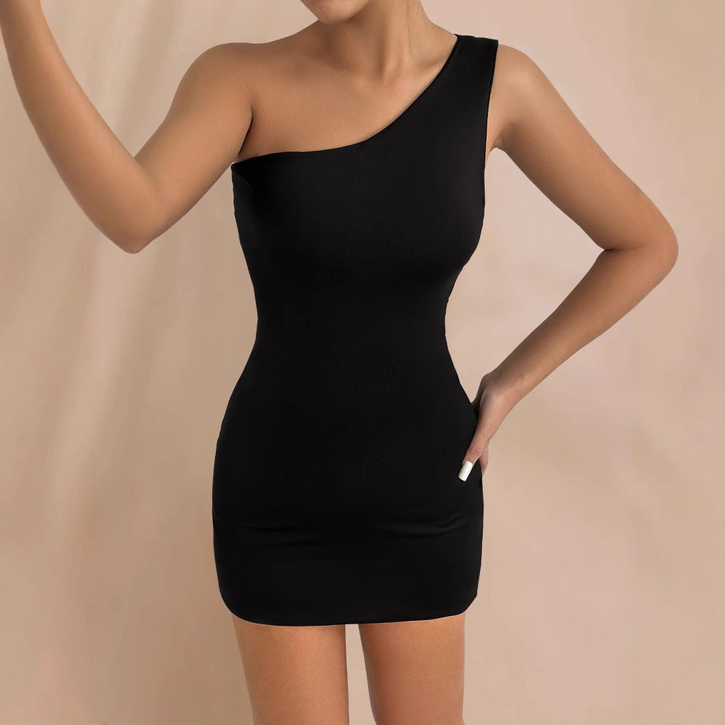 black One-shoulder cutout bodycon mini dress