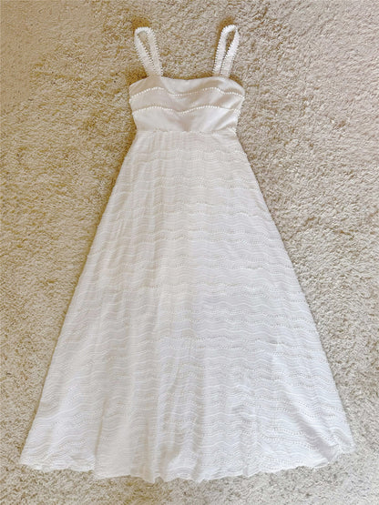 Pom Pom Trim Back Bow Midi Sundress