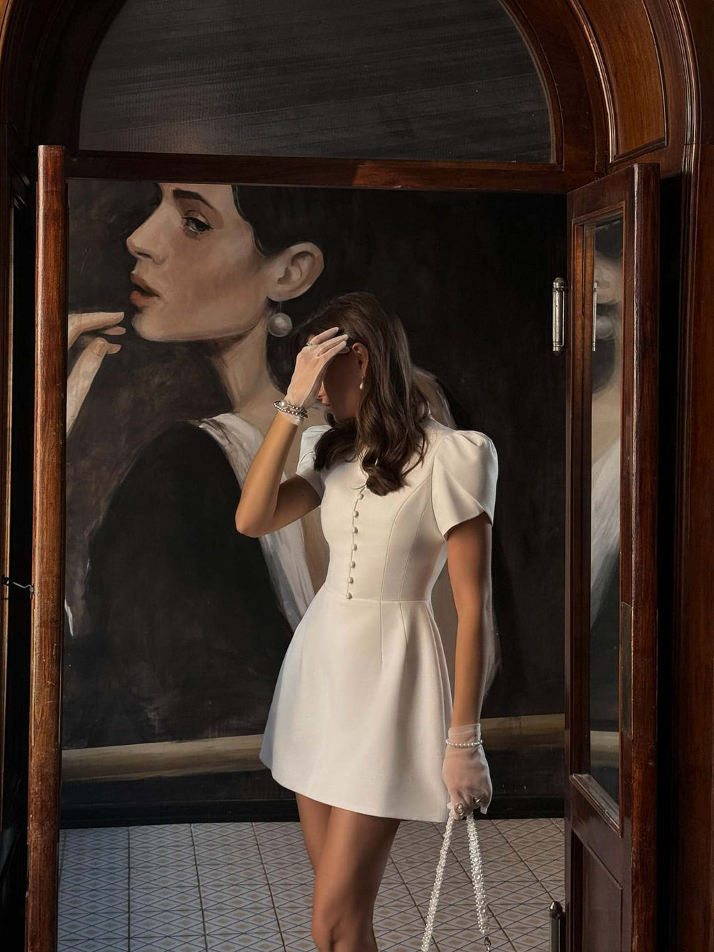 white puff sleeve mini dress